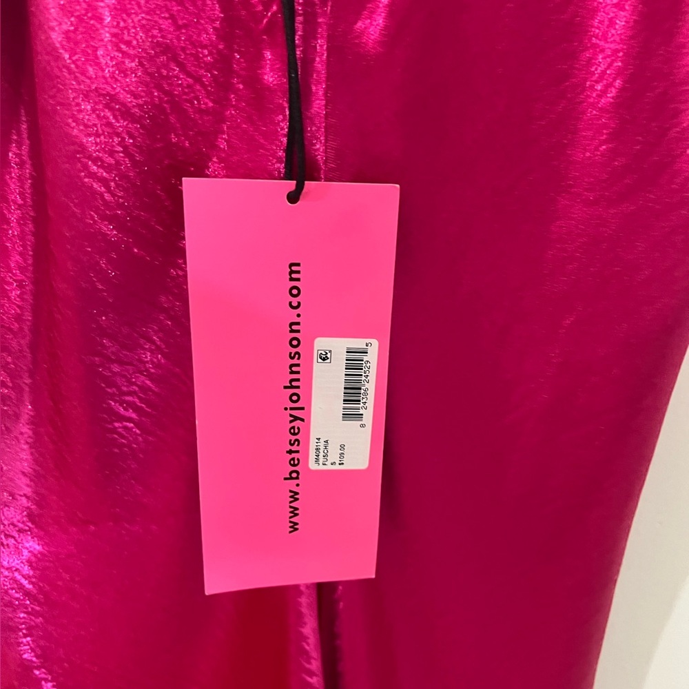Betsey Johnson Satin Ruffled Slip Dress Valentine Pink NWT Small - Picture 5 of 8
